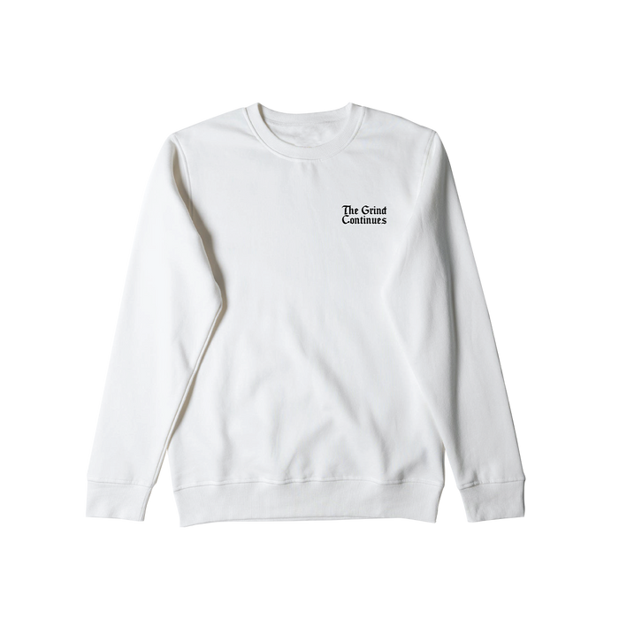 The Grind Continues Crewneck - White