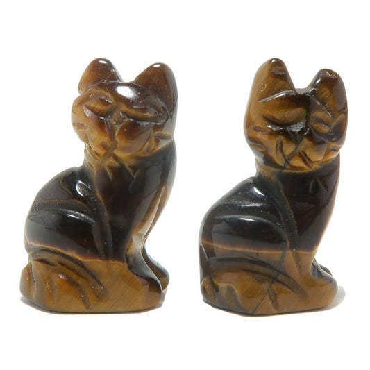 Tigers Eye Cat Pair 1" Miniature Animal I'm All Confidence