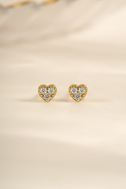 Tiny Heart CZ Stud Earrings