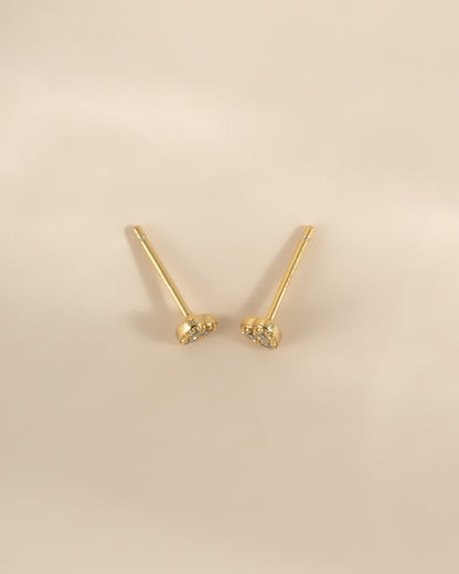 Tiny Heart CZ Stud Earrings