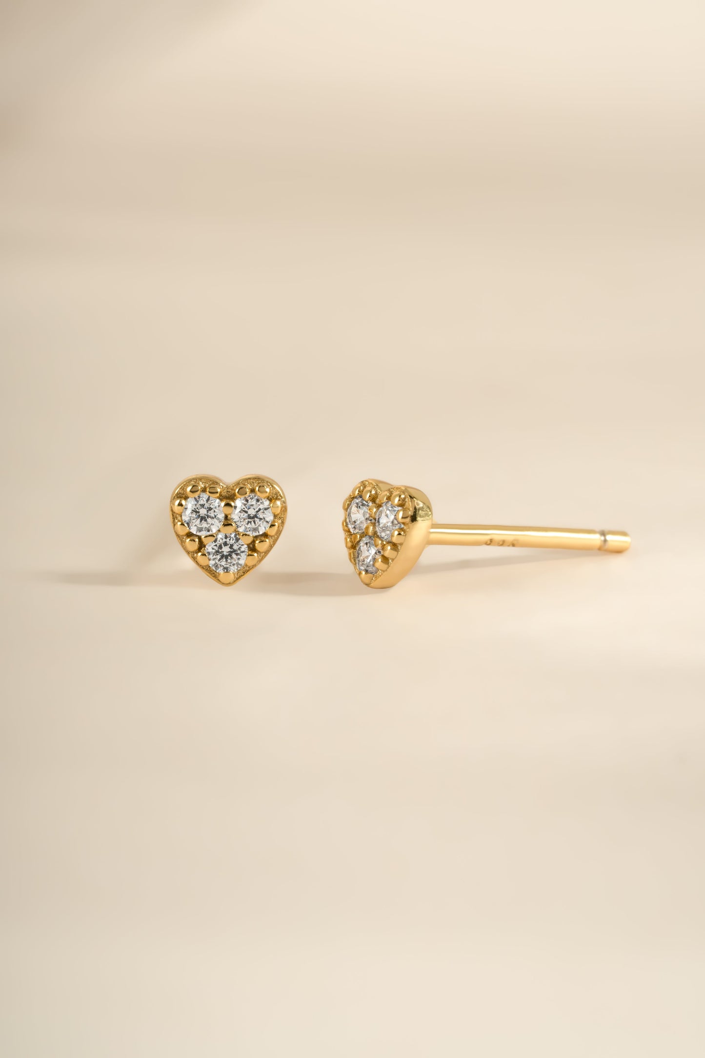 Tiny Heart CZ Stud Earrings