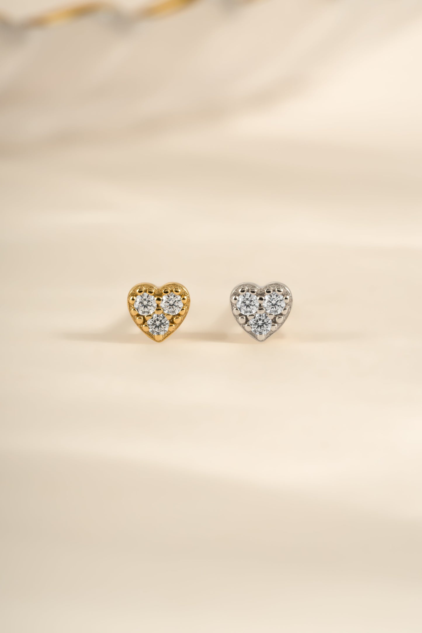 Tiny Heart CZ Stud Earrings