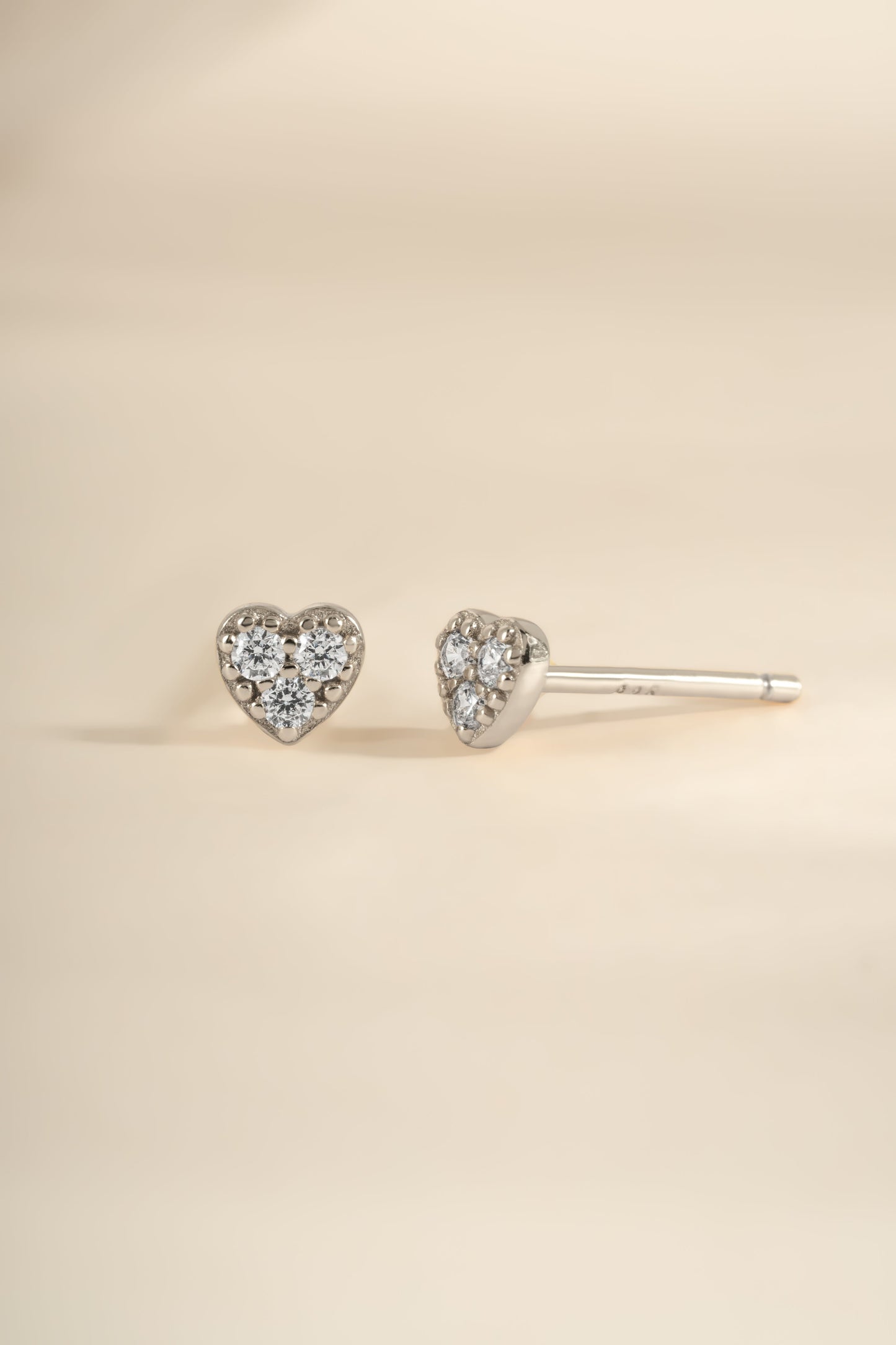 Tiny Heart CZ Stud Earrings