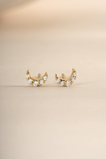 Tiny Moon Stud Earrings