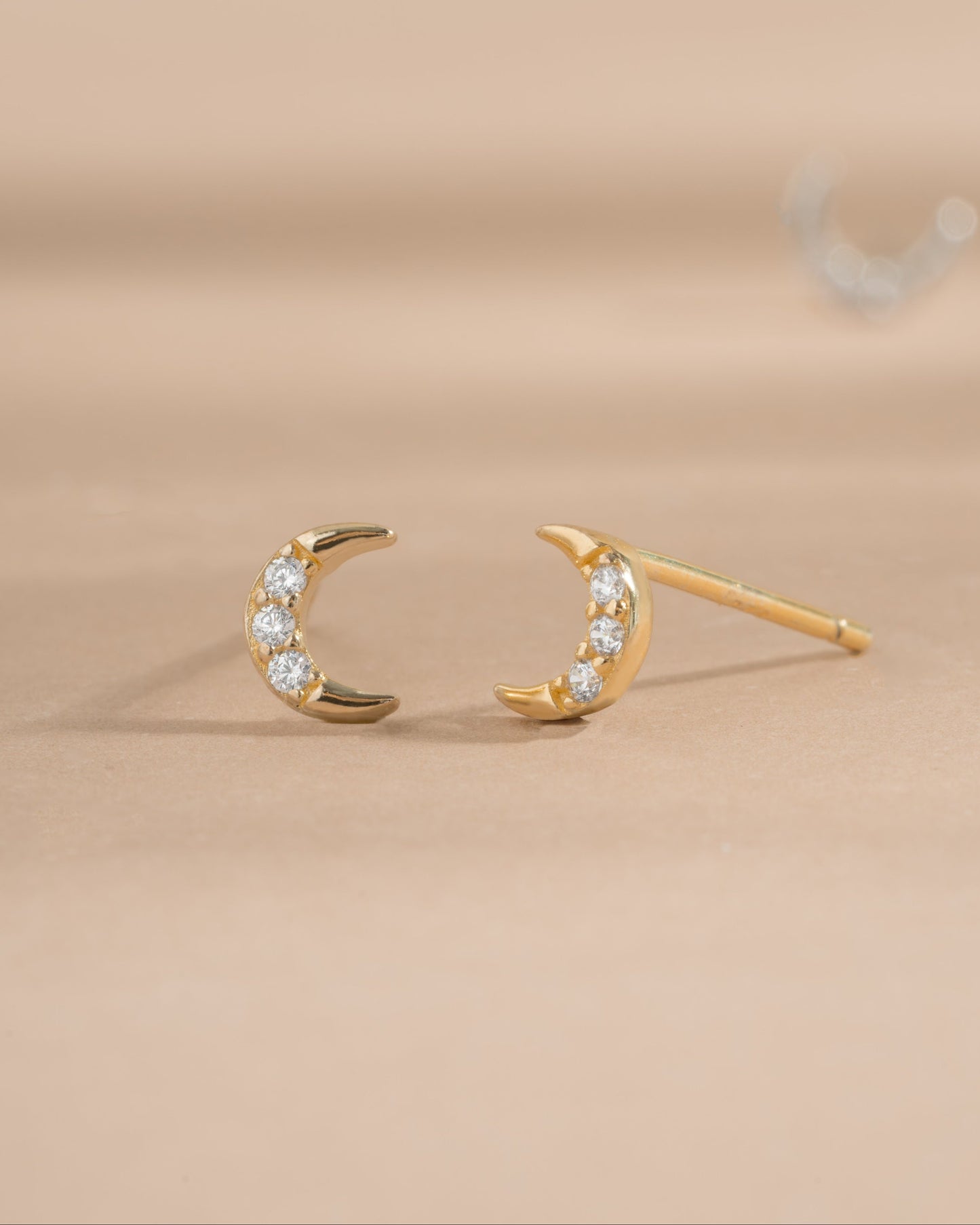 Tiny CZ Moon Studs