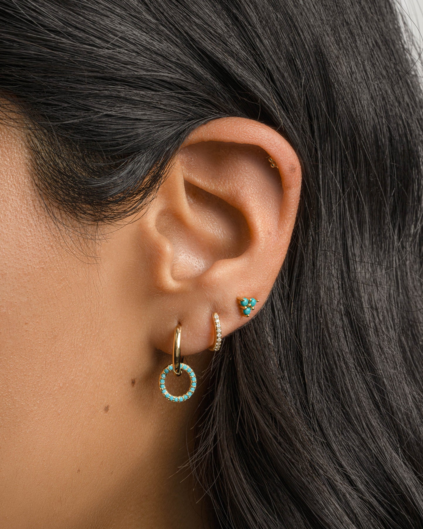 Turquoise Three Stone Studs
