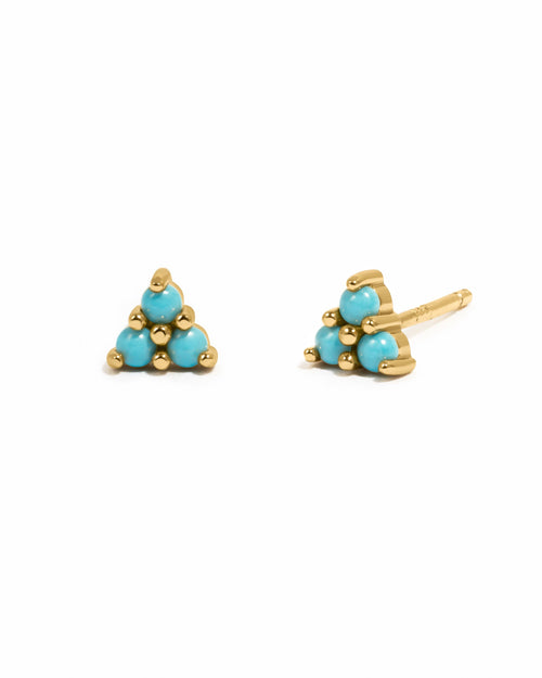 Turquoise Three Stone Studs
