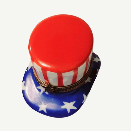 Uncle Sam Patriotic Limoges Box Porcelain Limoges united patriotic hat Limoges Imports Limoges Boxes French Trinket Box
