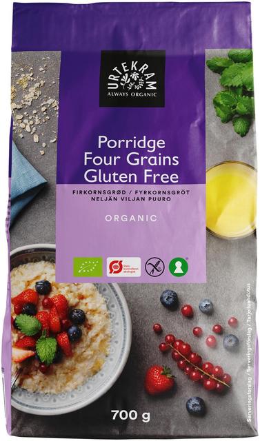 URTEKRAM Organic Gluten-Free Four-Grain Porridge 700 g - Soposopo