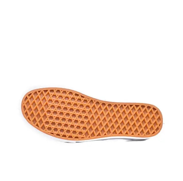 Vans Authentic Lx sneaker outsole, brown patterned tread with white sidewall