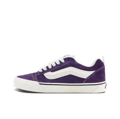 Vans Knu Skool lace-up suede sneakers, purple with white stripe and sole