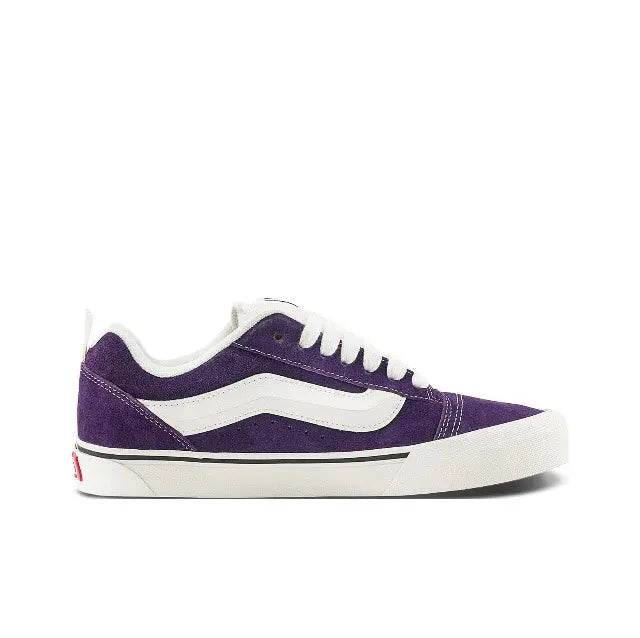 Vans Knu Skool suede sneakers, purple with white stripe and lace-up front