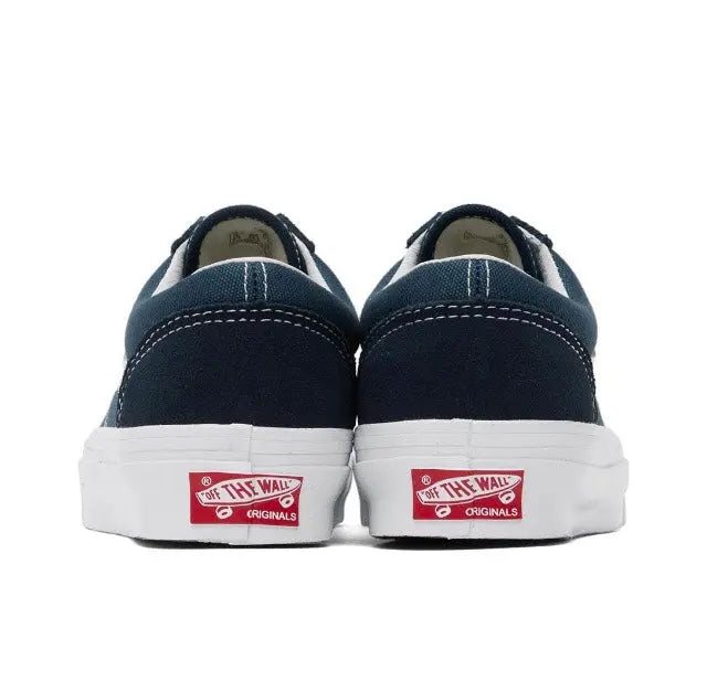 Vans Old Skool Vault low-top sneakers, navy heel with white sidewall and Vans tag
