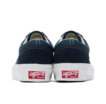Vans Old Skool Vault low-top sneakers, navy heel with white sidewall and Vans tag