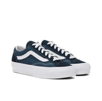 Vans Old Skool Vault low-top sneakers, navy canvas with white laces and foxing