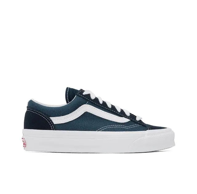 Vans Old Skool Vault low-top sneakers, navy upper with white stripe and rubber sole