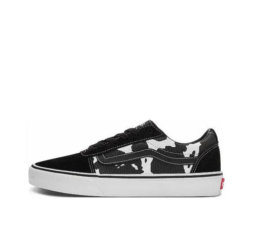 Vans Old Skool low-top sneakers in black with camo side stripe and white sole