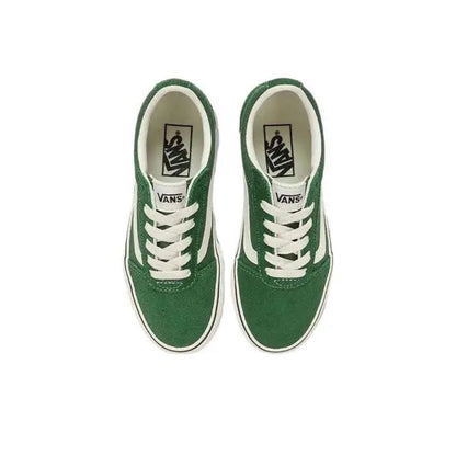 Vans Old Skool Ward low-top sneakers pair, dark green with white laces and lining