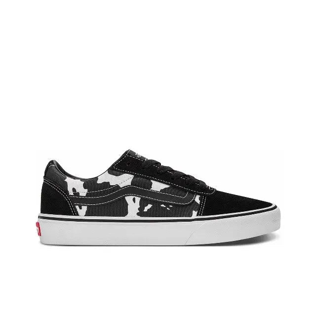 Vans Old Skool low-top sneakers, black with camo stripe and white sidewall outsole
