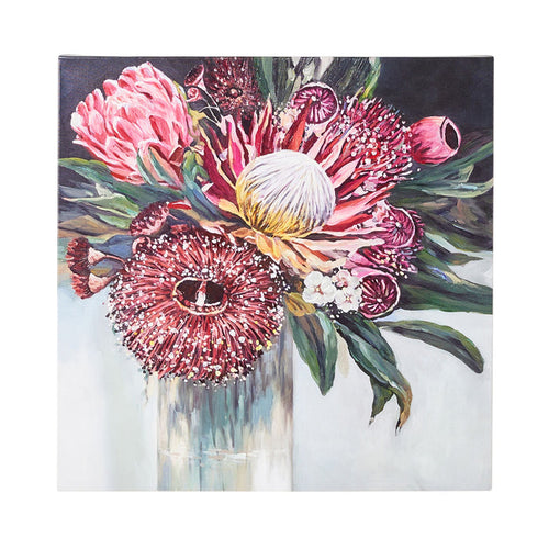Vase of Crimson Natives II Canvas Print 60x60cm