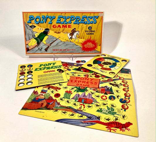 Vintage 1950's PONY EXPRESS BOARD GAME, Cowboys, Indians, Western Toy