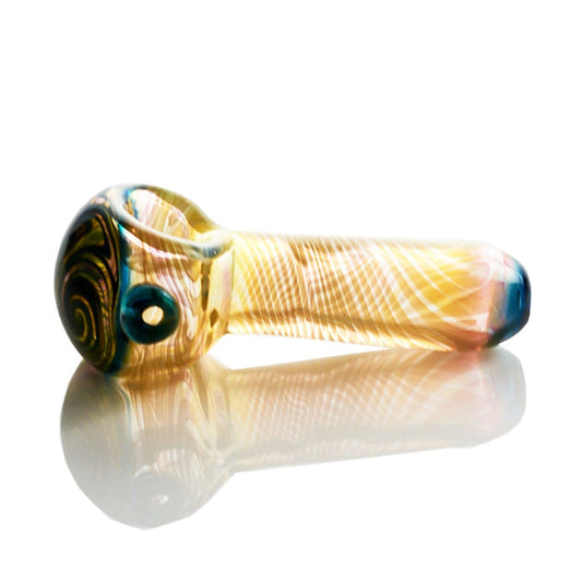 Westie Glass Spoon Fumed Window Handpipe in Rose Gold and Teal Blue - Smoke Spot Smoke Shop