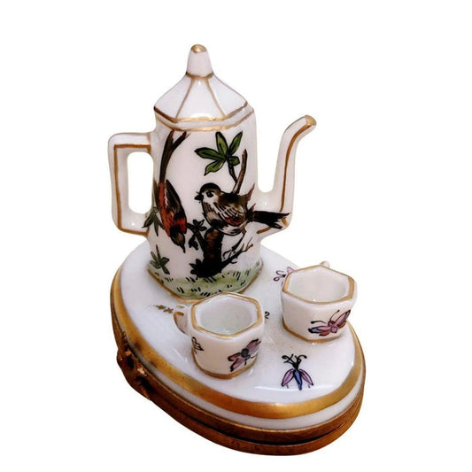 Birds White Limoges Tea Set Porcelain Limoges China French Trinket Box