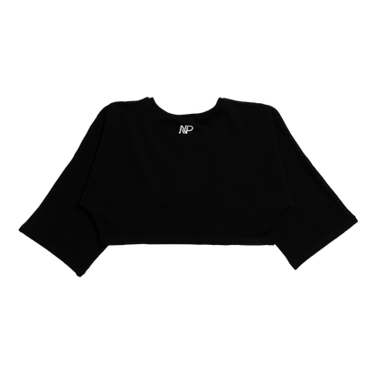 Women's Cropped Terry Cover Up - Black