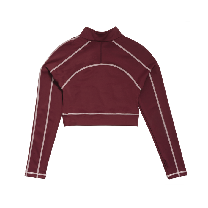 Women's Zip Crop Top - Merlot