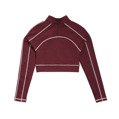 Women's Zip Crop Top - Merlot