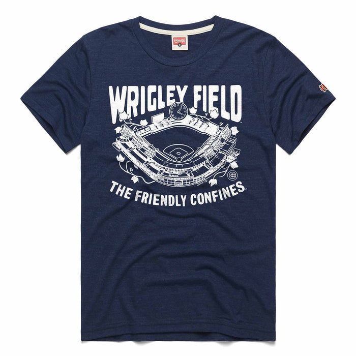 Wrigley Field Homage Navy Friendly Confines T Shirt
