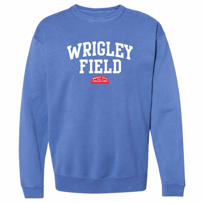Wrigley Field Marquee Soft As A Grape Peri Blue Soft Wash Pigment Dye Crewneck Sweatshirt