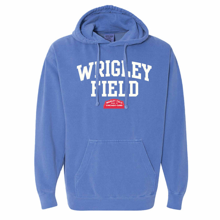 Wrigley Field Marquee Soft As A Grape Peri Blue Soft Wash Pigment Dye Hooded Sweatshirt