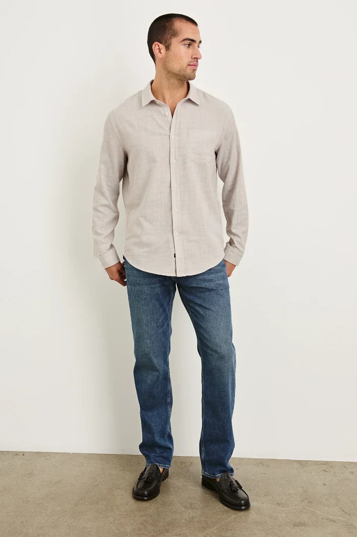 Wyatt Relaxed Fit Shirt in Tahini Etch - Madison's Niche