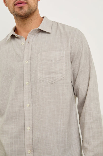 Wyatt Relaxed Fit Shirt in Tahini Etch - Madison's Niche