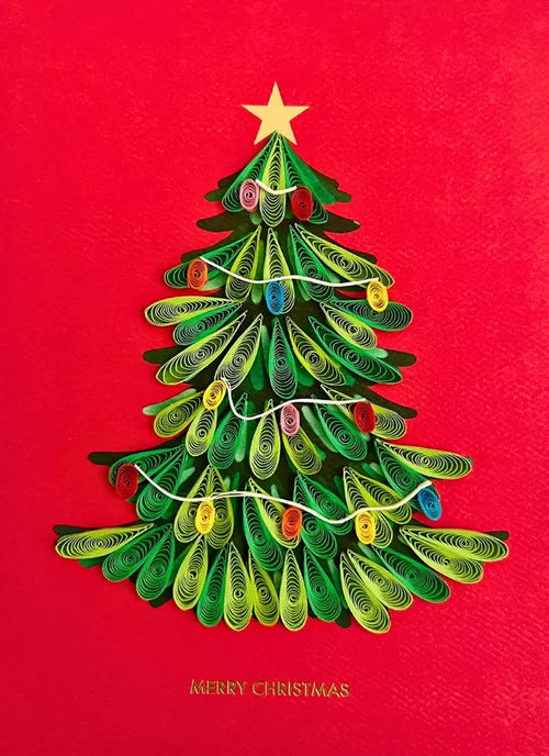Xmas Tree Quill Christmas Card