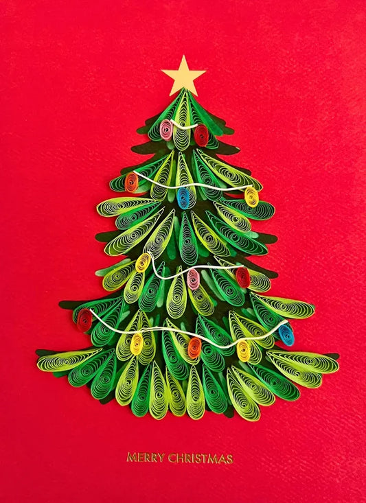 Xmas Tree Quill Christmas Card